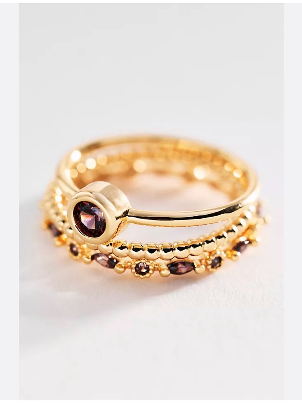 🆕- Anthropologie- Crystal Stacking Rings, Set of 3.
